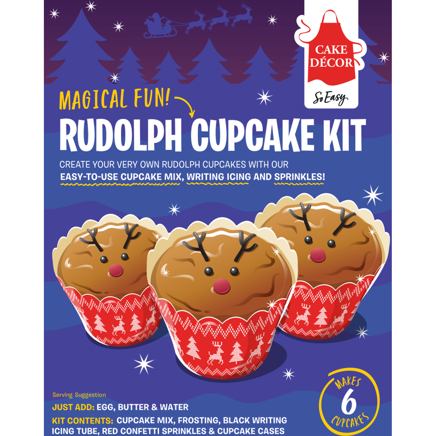Cake Decor Rudolph Cupcake Kit Image