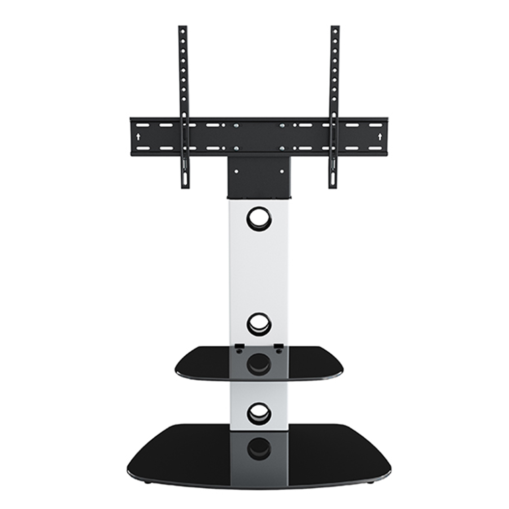 AVF Lucerne Satin White and Black Glass Curved Pedestal TV Unit Image 4