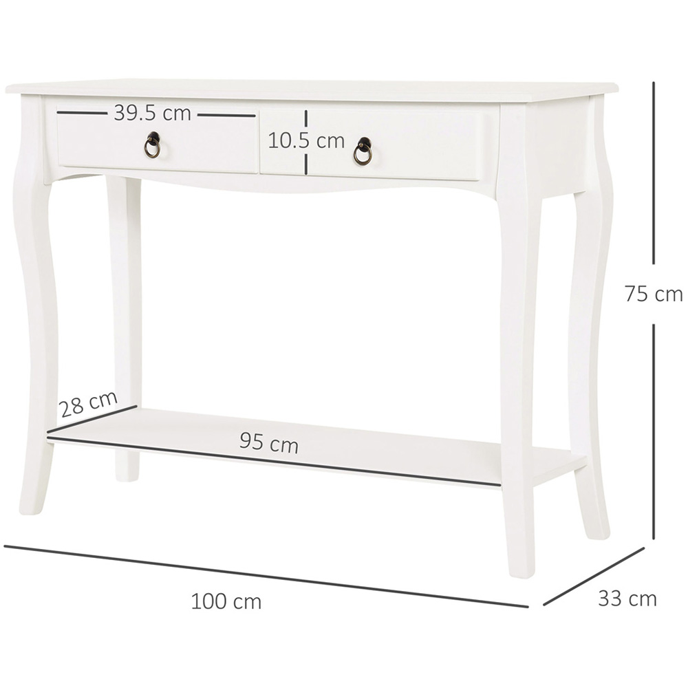 Portland 2 Drawer Ivory White Console Table Image 8