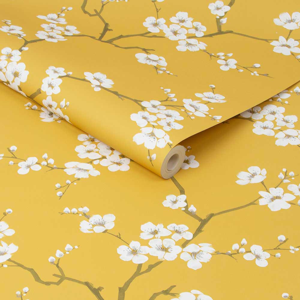 Fresco Apple Blossom Wallpaper Ochre Wilko