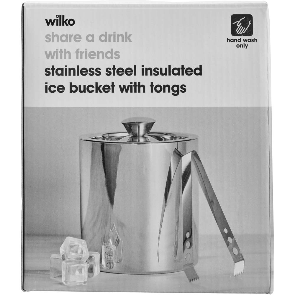 Wilko Stainless Steel Ice Bucket with Tongs Image 5