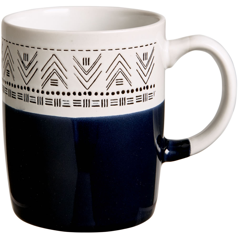 Wilko Navy Aztec Design Mug Image 1