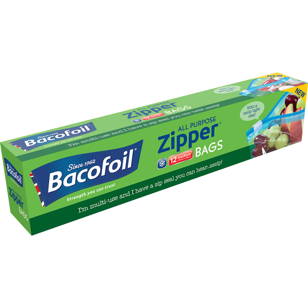 Bacofoil Reusable Zipper Bags Medium 12 Pack Image