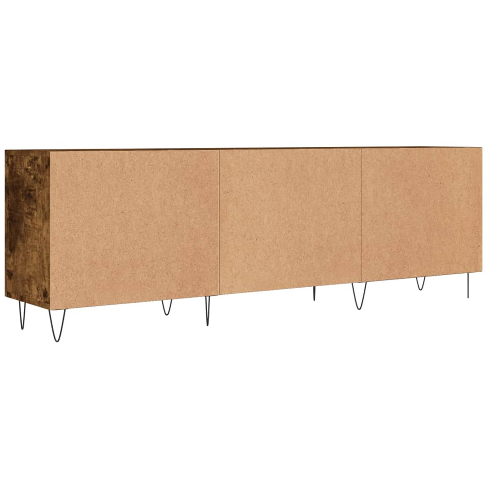 vidaXL 2 Door 2 Open Shelf Smoked Oak TV Cabinet with Black Metal Legs Image 8
