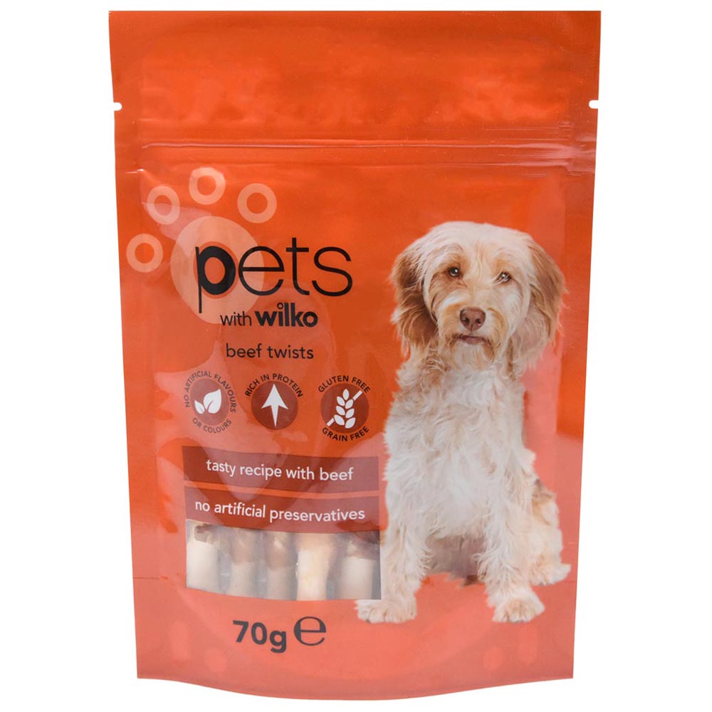 Wilko Chewy Beef Twists Dog Treats 70g Image 1