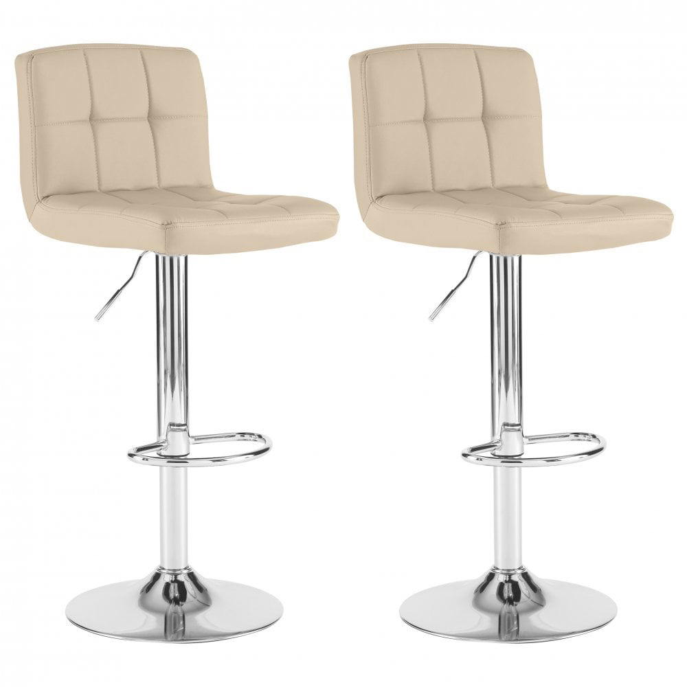 Neo Cream Faux Leather Swivel Bar Stool Set of 2 Image 2
