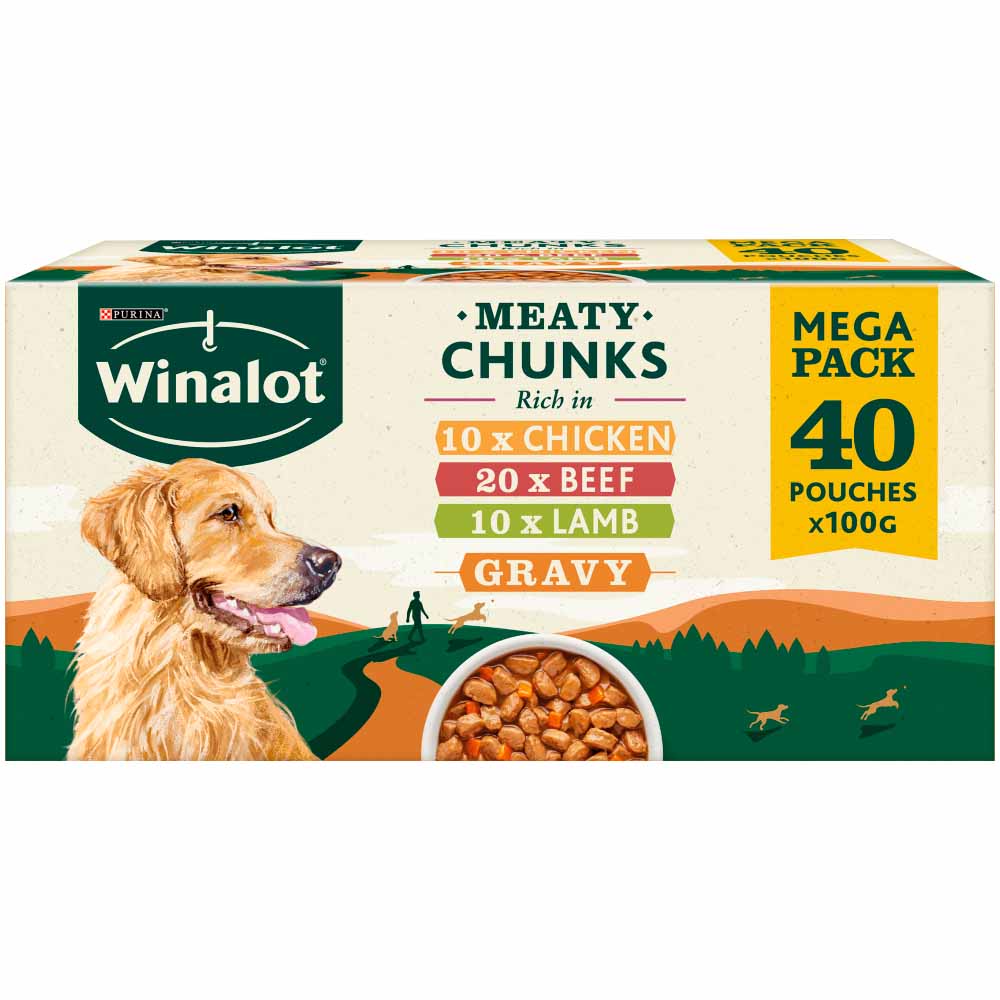 WINALOT Mixed in Gravy Dog Food Pouches 40x100g  - wilko