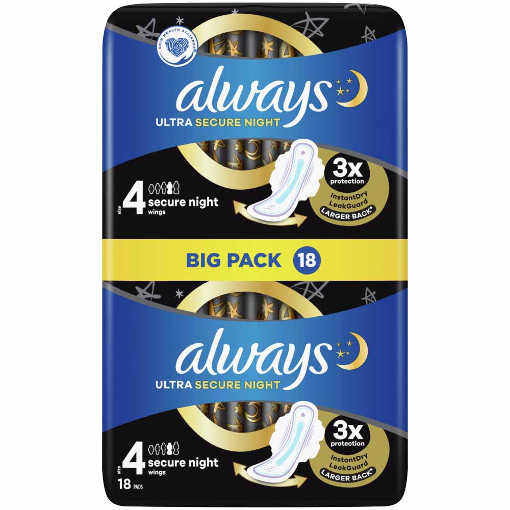 Always Ultra Night Pads size 4 18 pack Image 2