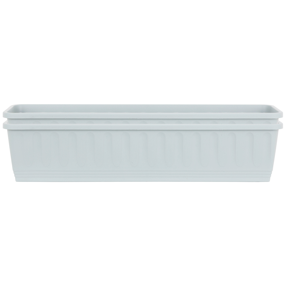 Wham Etruscan Soft Grey Rectangular Recycled Plastic Trough 80cm 2 Pack Image 1