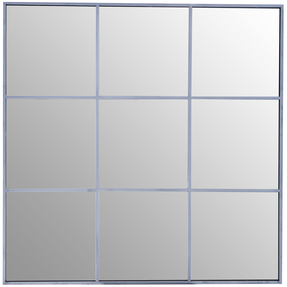 Premier Housewares Silver Finish Frame Grid Wall Mirror Image 1