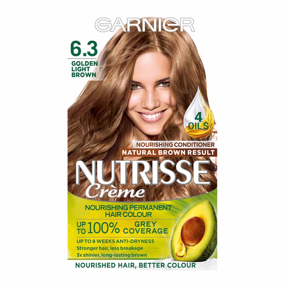 Garnier Nutrisse Caramel Golden Light Brown 6.3 Permanent Hair Dye | Wilko