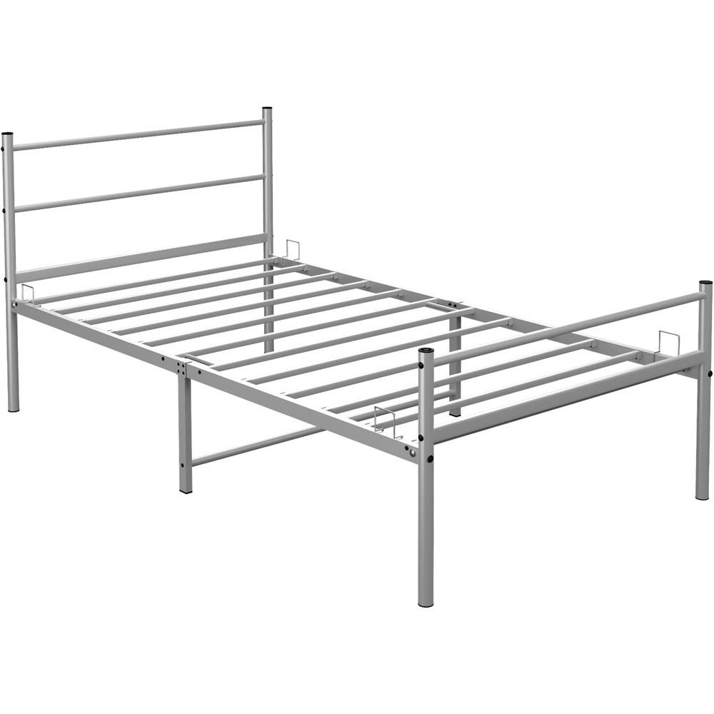 House Of Home Single Silver Extra Strong Metal Bed Frame Image 2