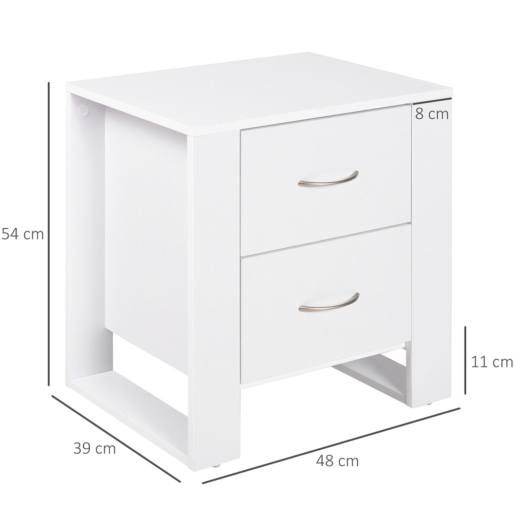 Portland 2 Drawer White Modern Boxy Bedside Table Image 7