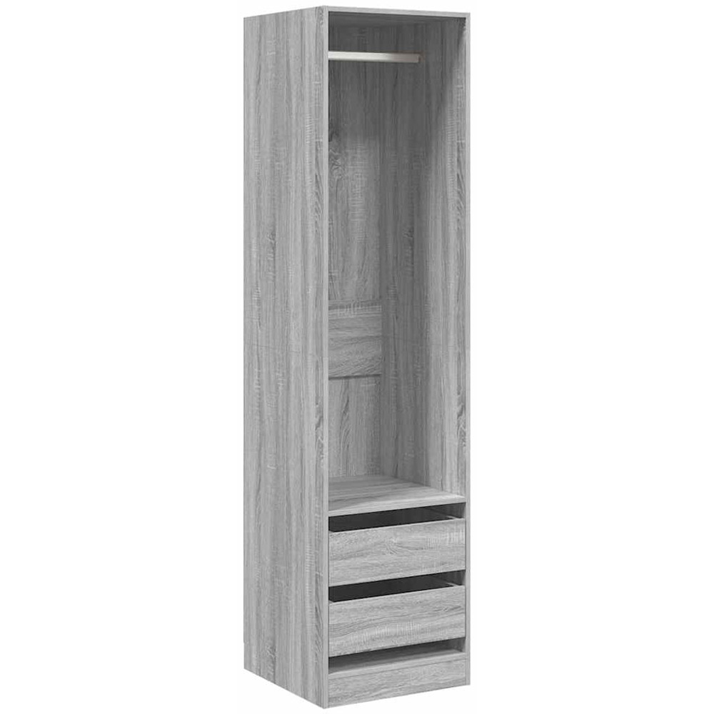 vidaXL 2 Drawer Single Open Shelf Grey Sonoma Slim Wardrobe Image 2