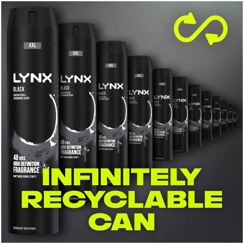Lynx XXL Black 48 Hour Fresh Deodorant and Bodyspray 250ml Image 5