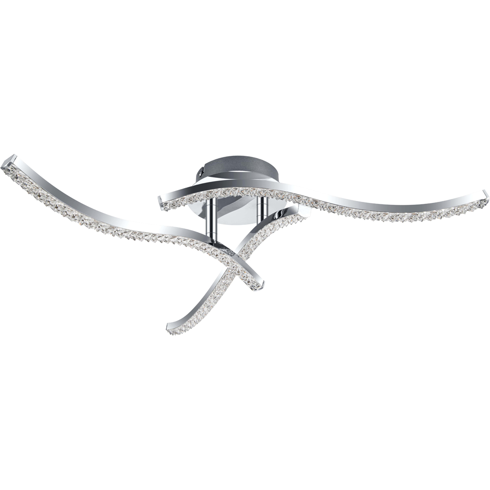 Cosylyte Kenworth 3 Light Chrome Wavy Beaded LED Ceiling Light Image 1