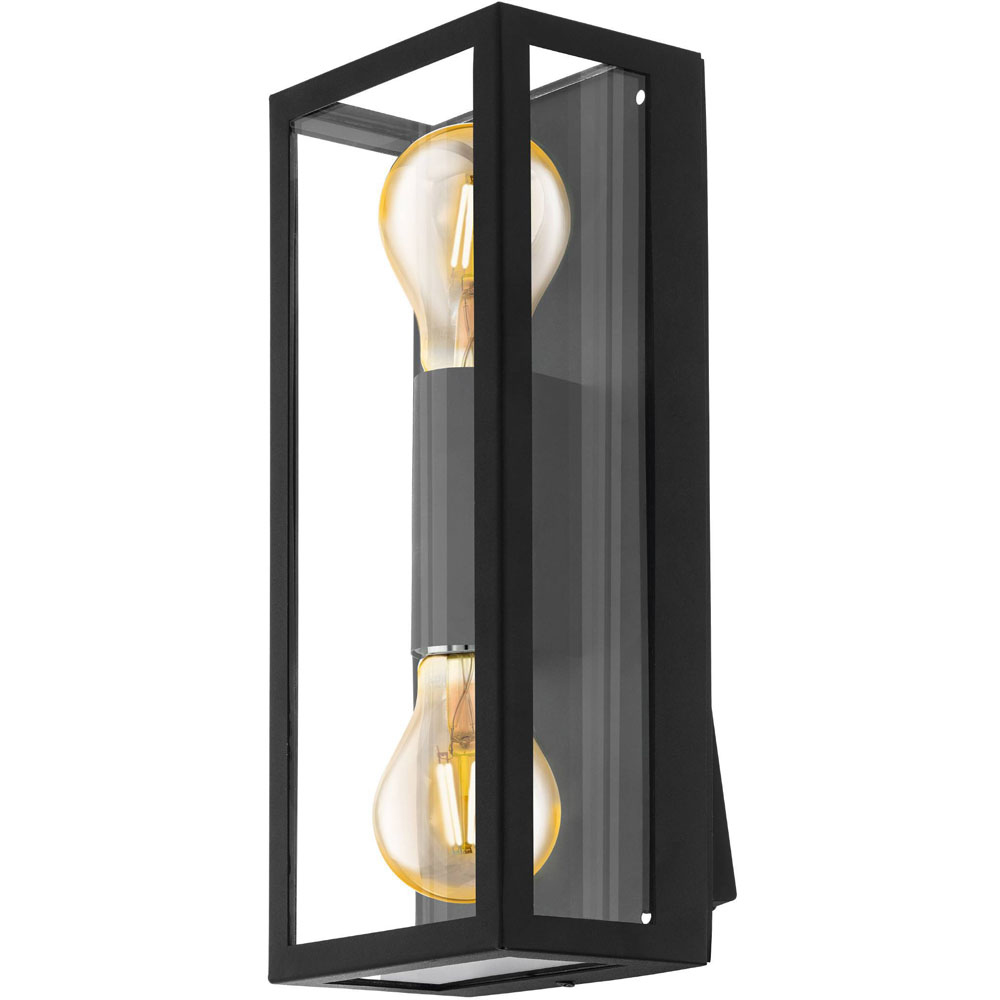 EGLO Alamonte1 2 Light Black Rectangular Caged Exterior Wall Light Image 1