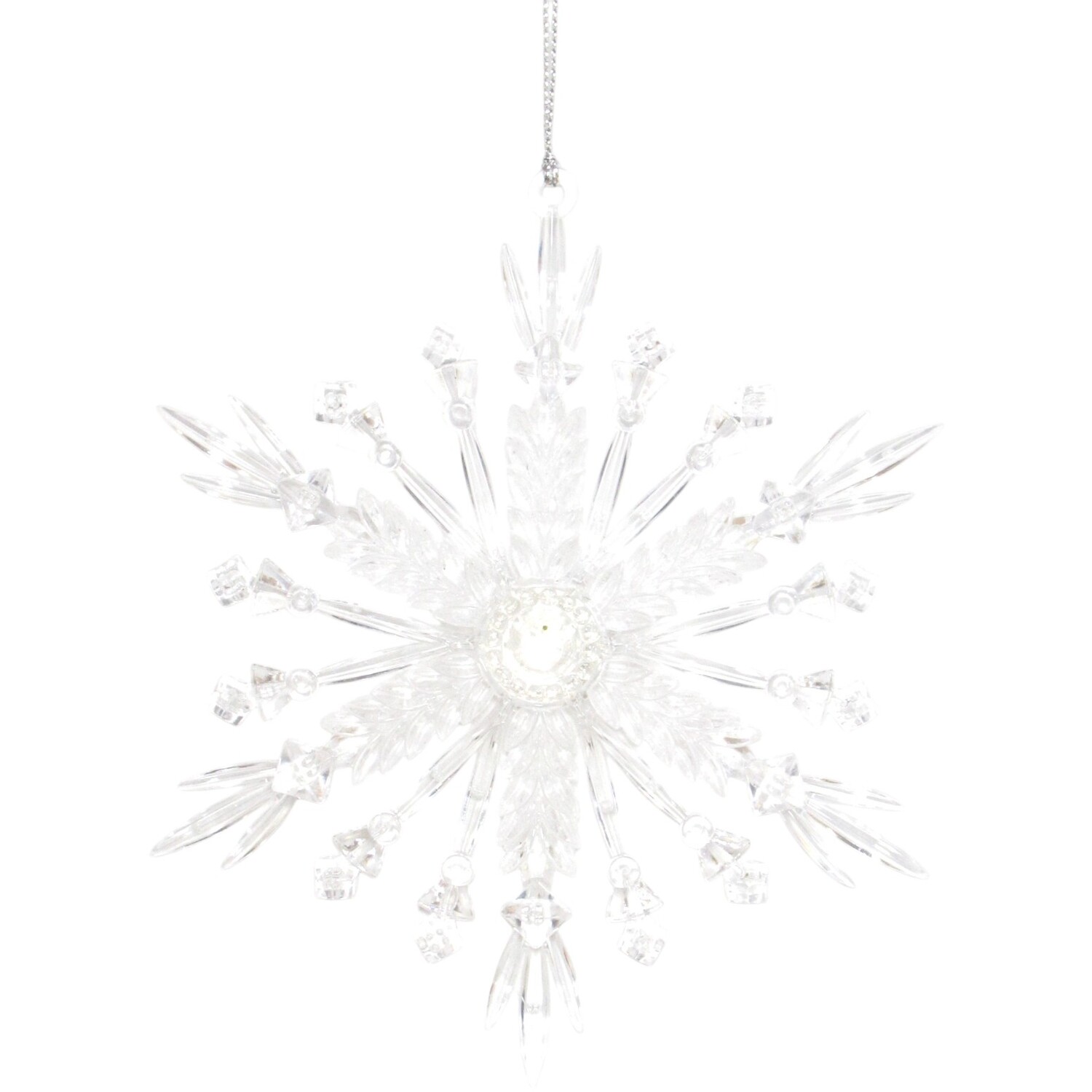 Frosted Shiny Snowflake Decoration White Image 2