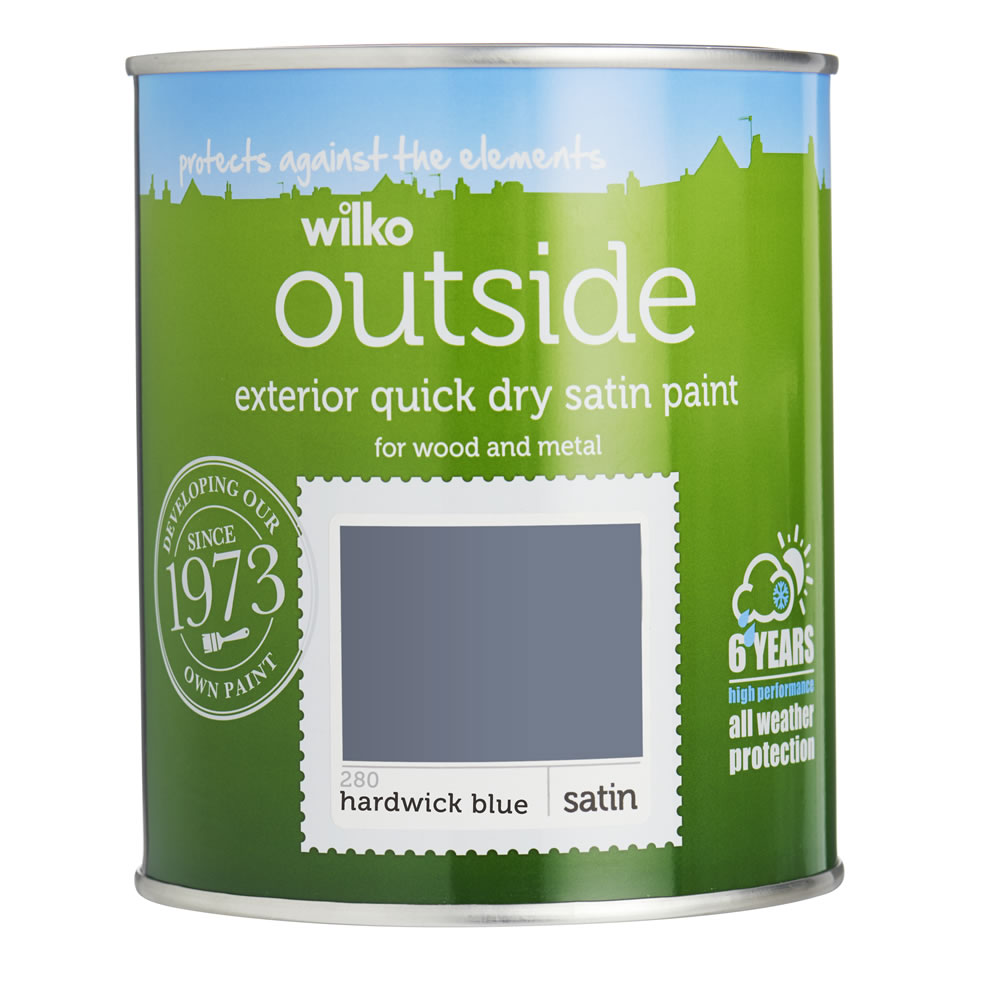 Wilko Hardwick Blue Quick Dry Satin Exterior Paint  750ml Image 1