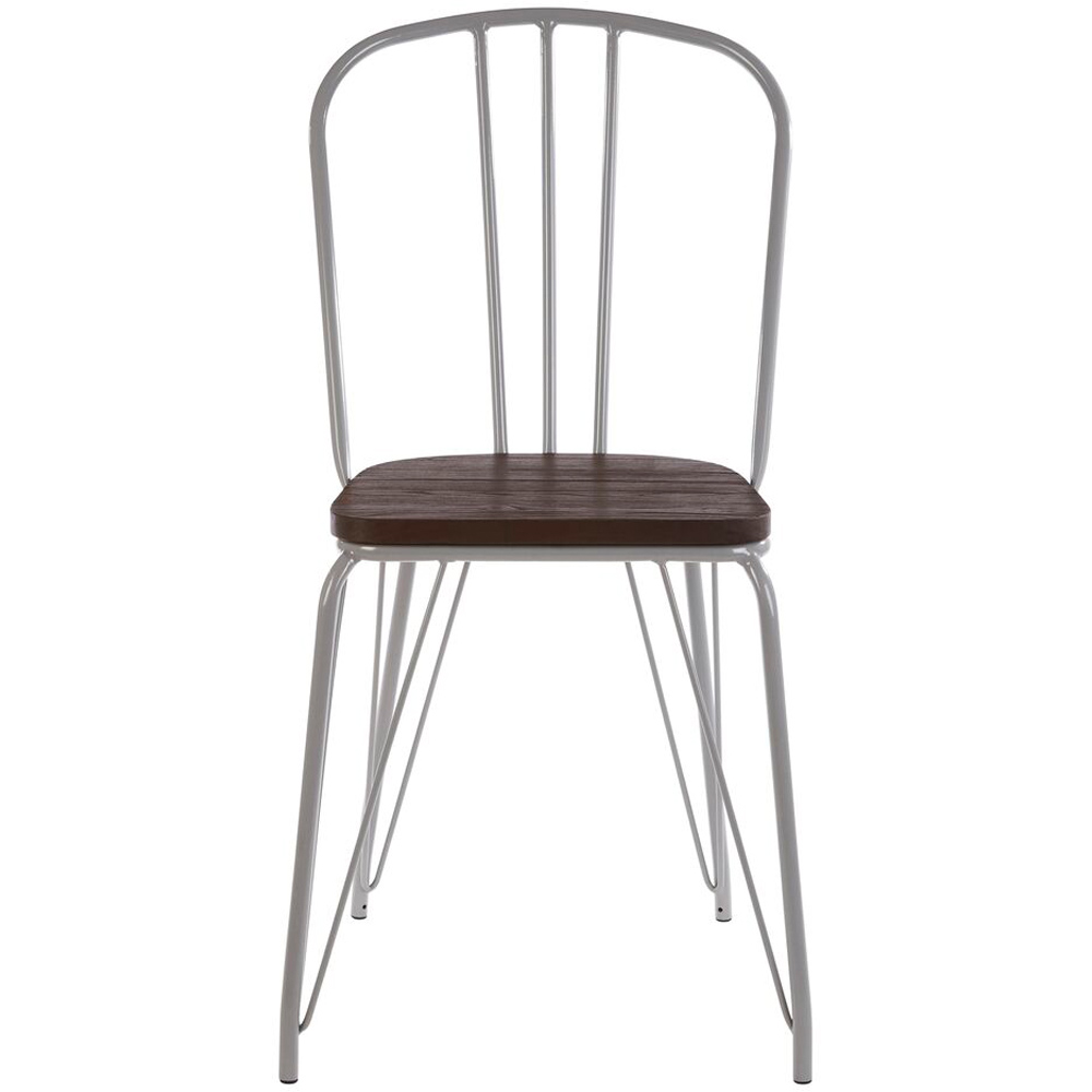 Premier Housewares District Grey Metal Frame end Elm Wood Chair Image 2