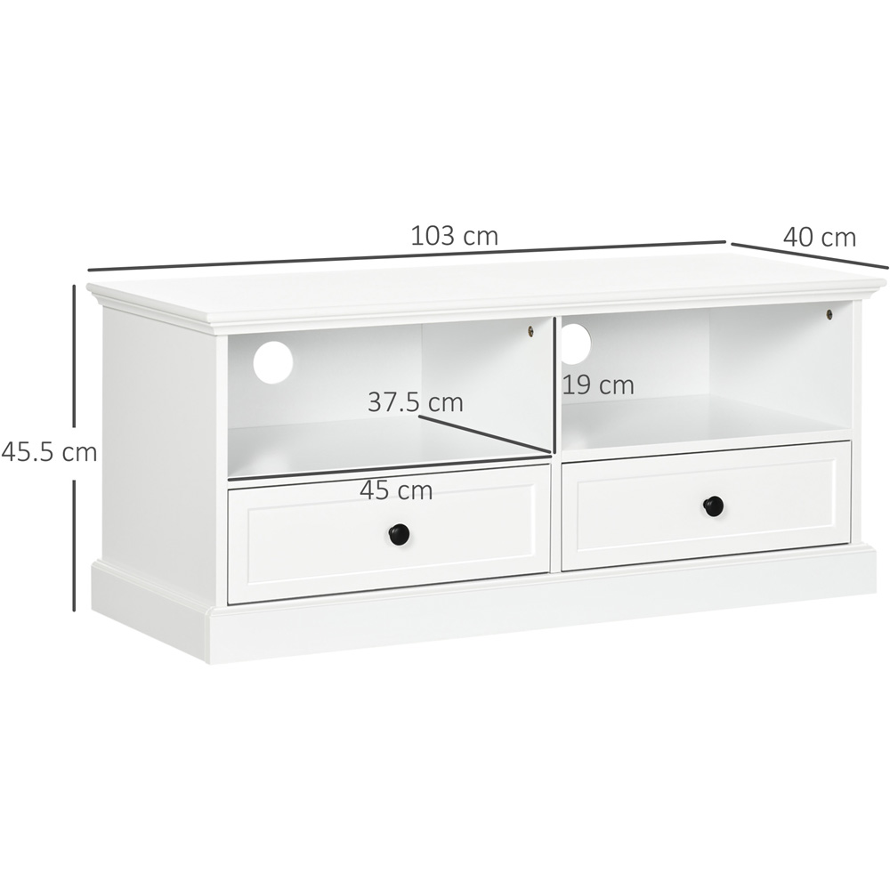 Portland 2 Drawer 2 Shelf White TV Cabinet Image 8