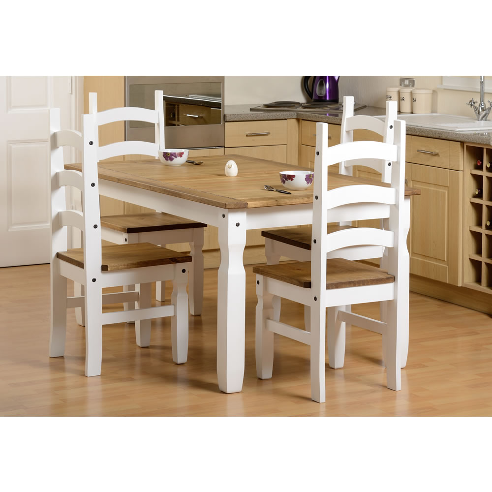 Corona White And Distressed Waxed Pine 5 Dining Set Wilko