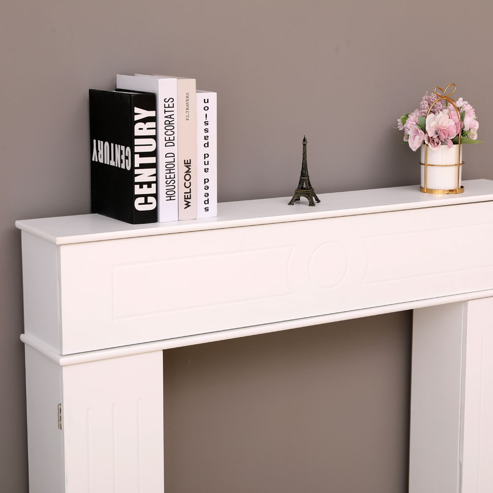 FurnitureHMD 3 Door White Fireplace Surround Edge Storage Unit Image 5