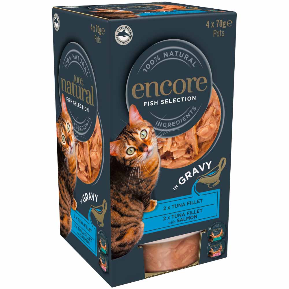 Encore Fish in Gravy Cat Food Pots 4 x 70g Image 1