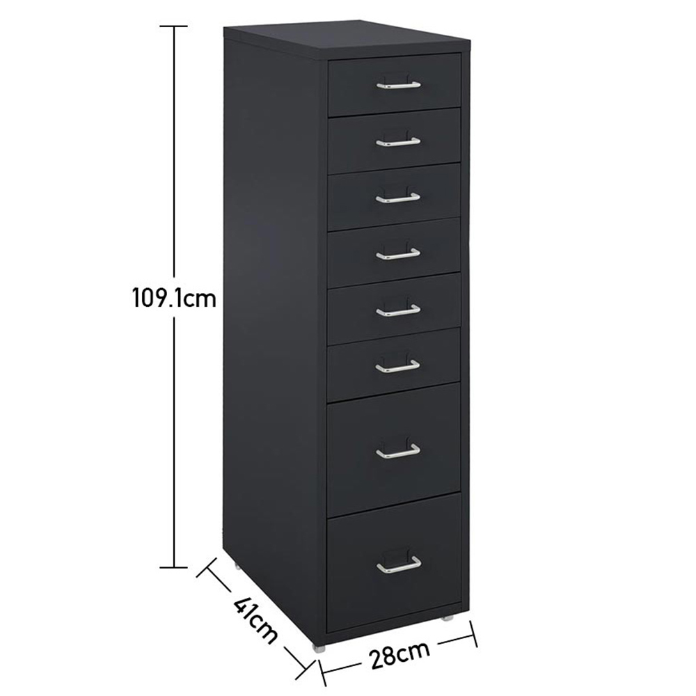 Living and Home Black 8 Tier Vertical File Cabinet with Wheels Image 7