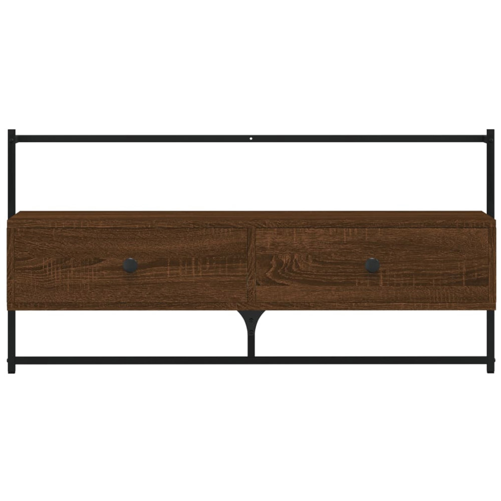 vidaXL 2 Drawer Brown Oak and Black TV Cabinet Image 7