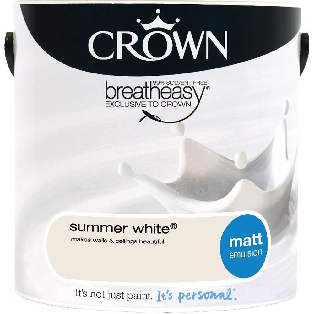 Crown Matt Emulsion Paint                         Summer White 2.5L Image 1
