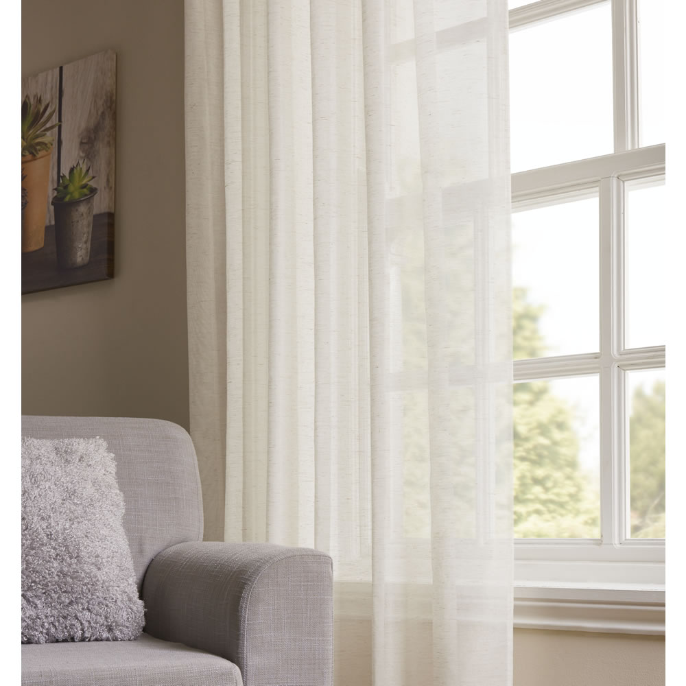 Wilko Natural Faux Linen Tab Top Voile 145 W X 228cm D Wilko