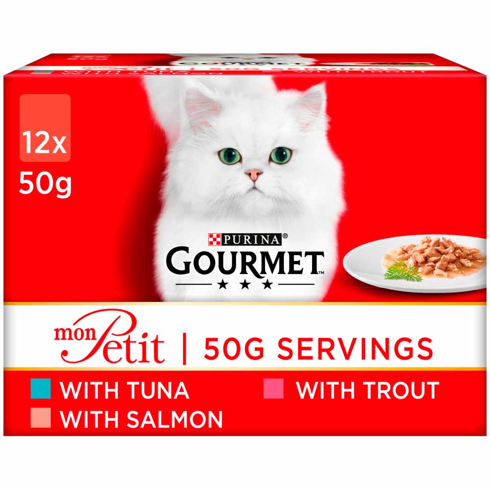 Gourmet Mon Petit Fish Variety Cat Food Pouches 12 x 50g Image 1