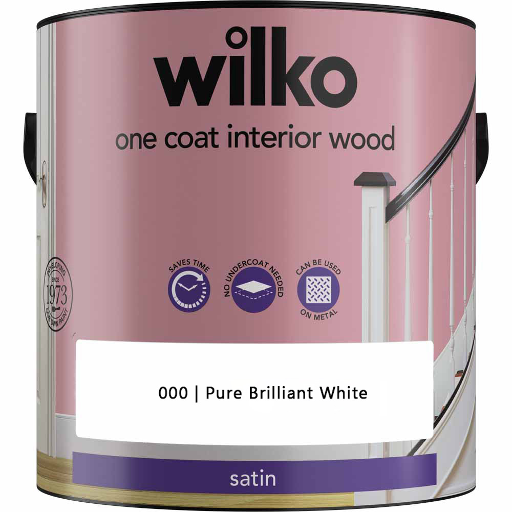 Wilko One Coat Interior Wood Pure Brilliant White Satin Paint 2.5L Image 2
