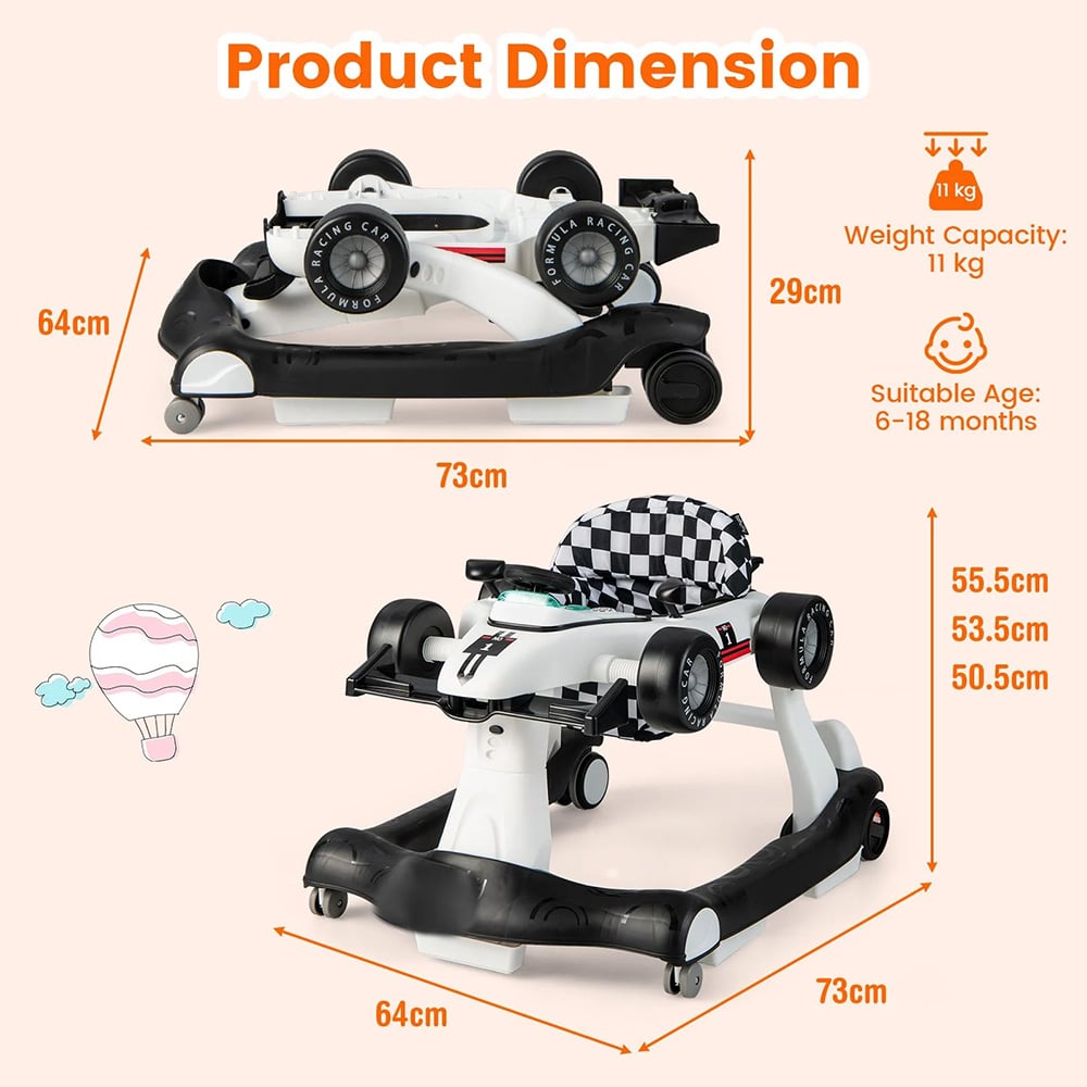 Costway 4 in 1 White Baby Push Walker Image 9
