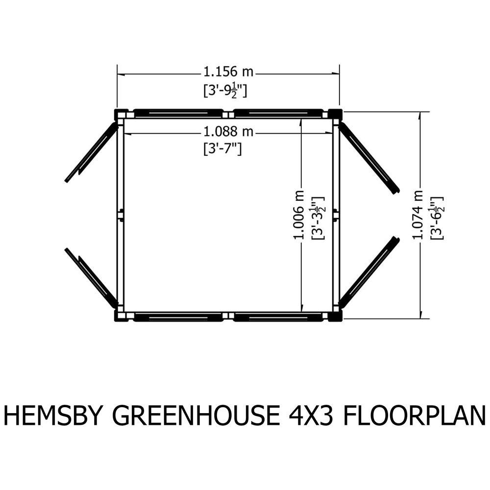 Shire Hemsby 4 x 3ft Wooden Greenhouse Image 7
