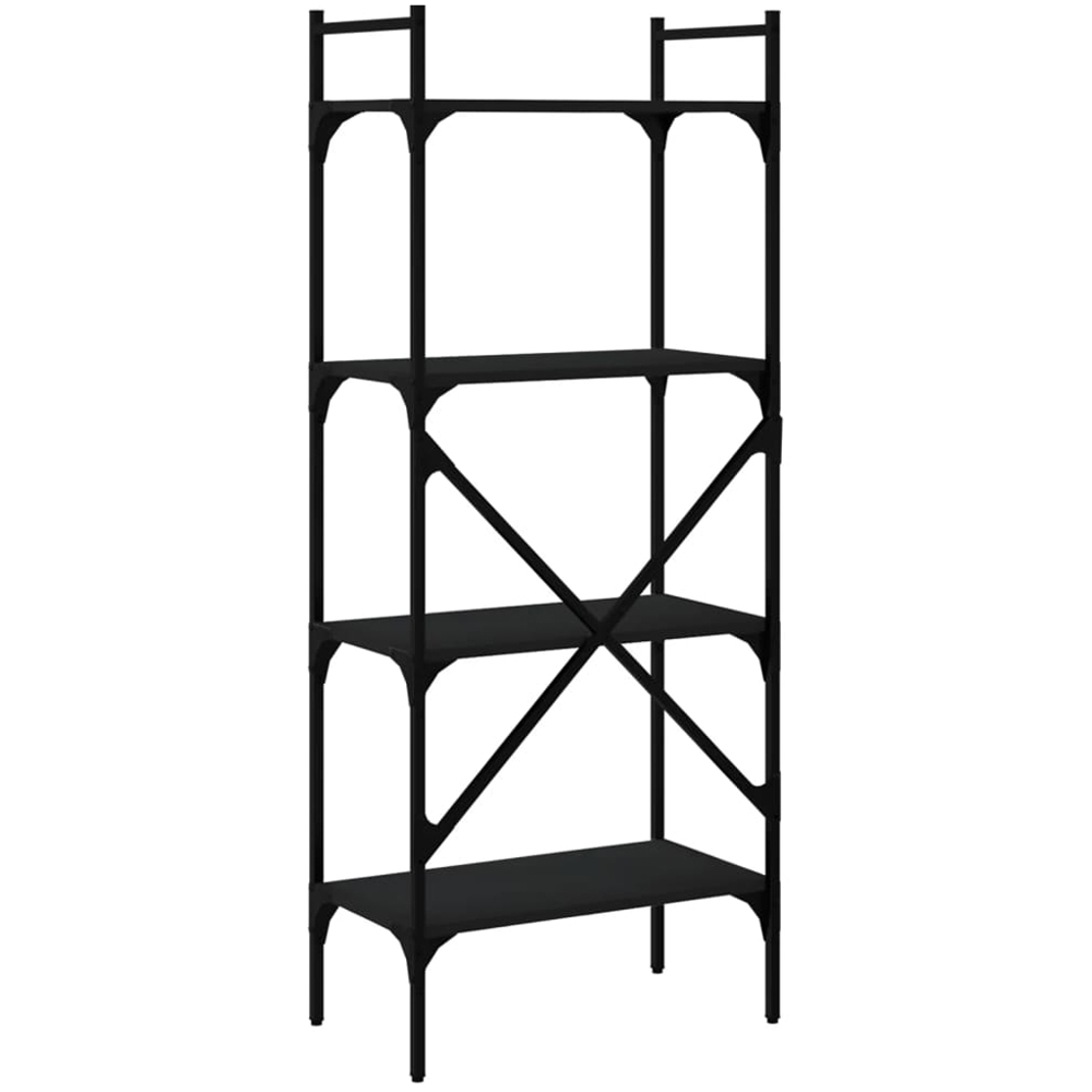 vidaXL 4 Shelf Black Industrial Style Bookcase Image 6