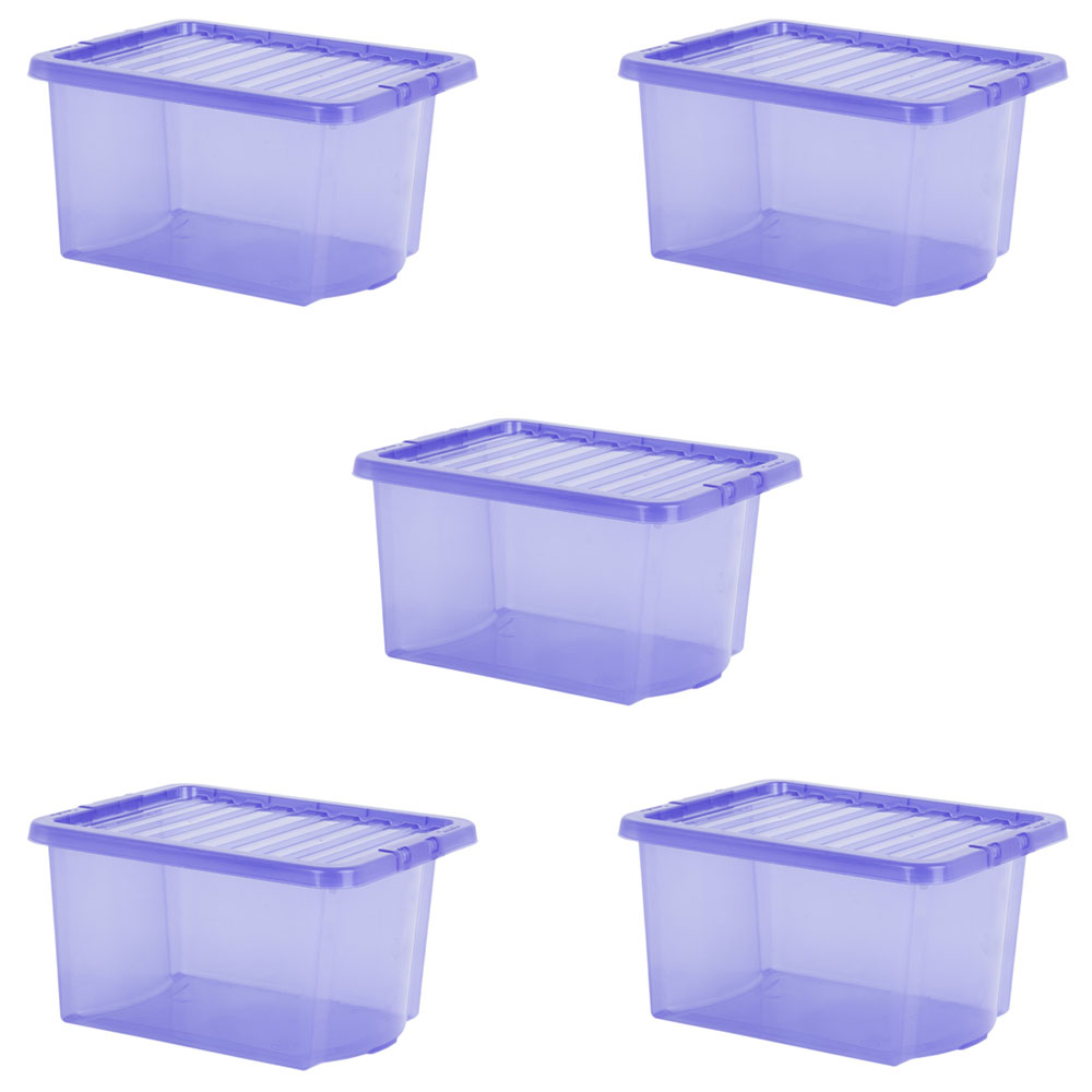 Wham 28L Blue Crystal Storage Box and Lid 5 Pack Image 1