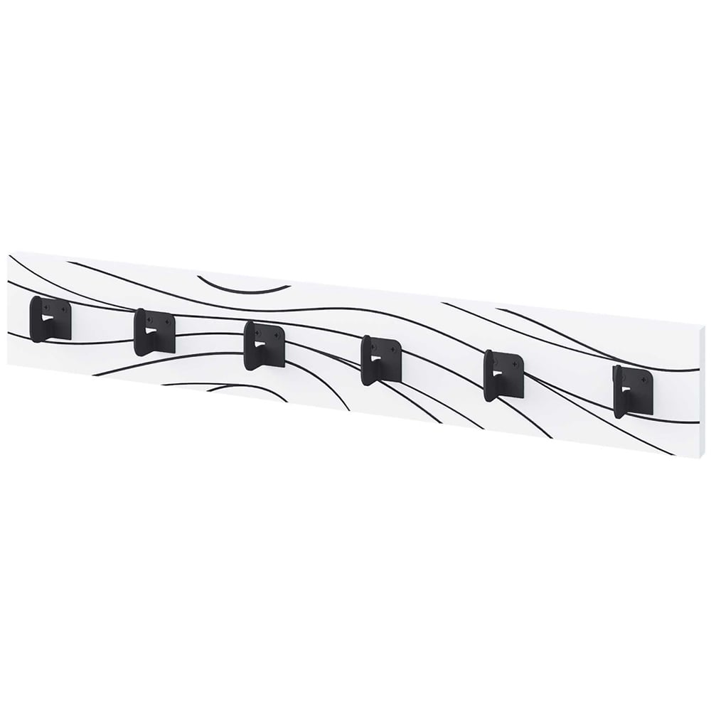 Decortie Flow 6 Metal Hook White and Black Modern Wall Hanger Image 1
