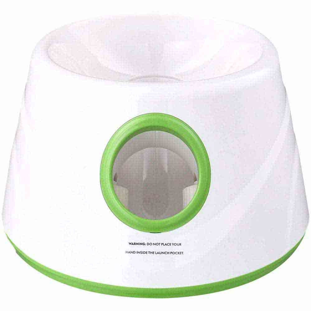 H&O Direct White and Green Automatic Rechargeable Dog Ball Launcher with 6 Soft ETPU Balls Image 2