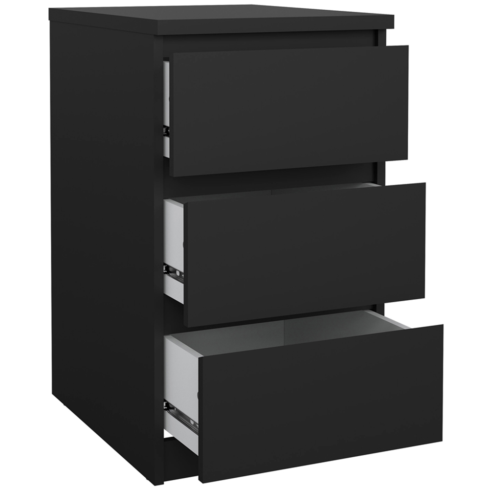 Florence 3 Drawer Matt Black Bedside Table Image 4