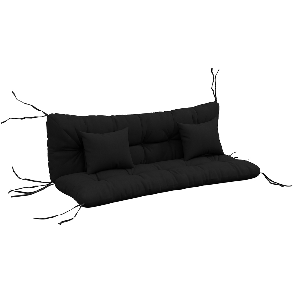 Outsunny Black 4 Piece Back and Seat Replacement Cushion with Pillows 50 x 150cm Image 1