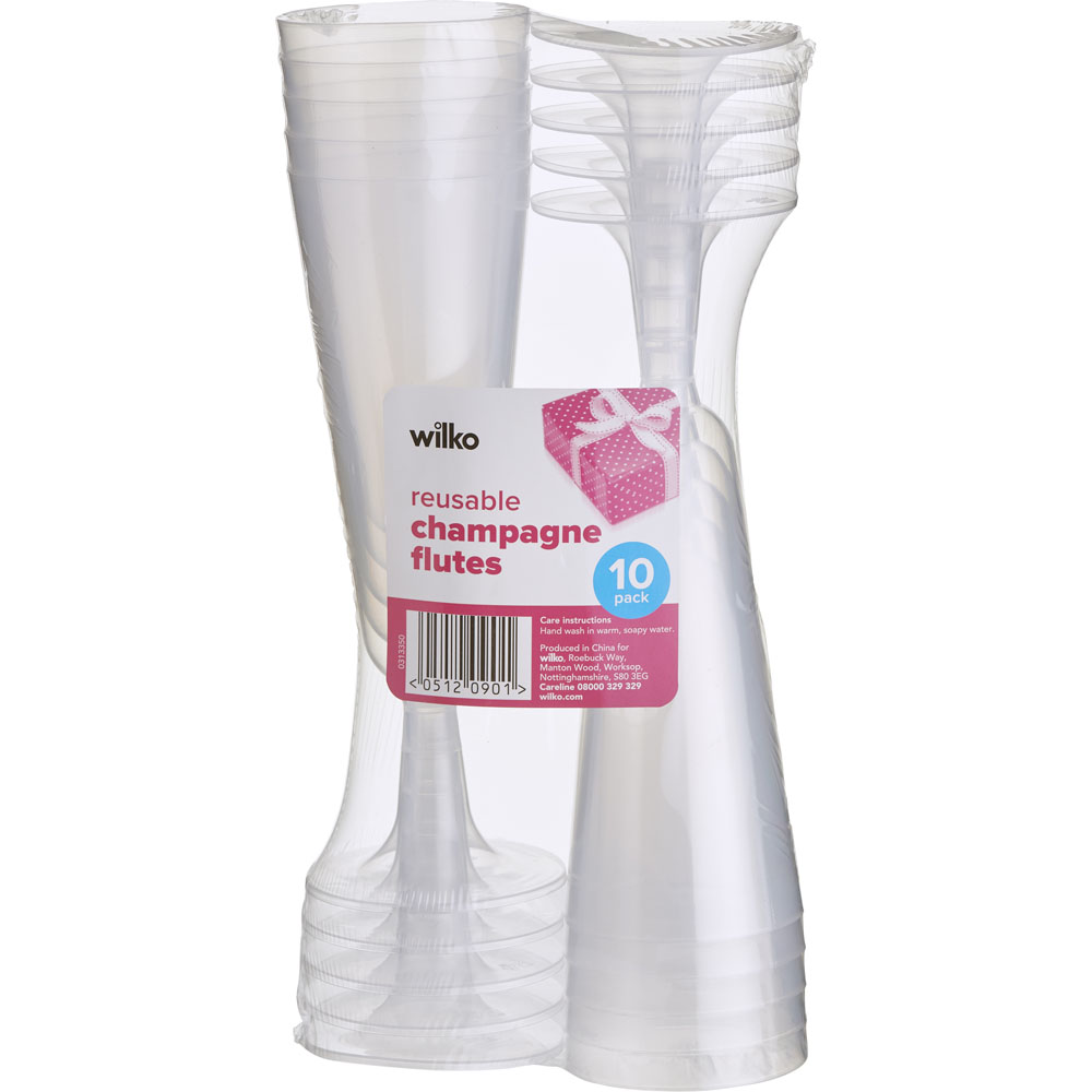 Wilko Reusable Champagne Flutes 10 Pack Image 6