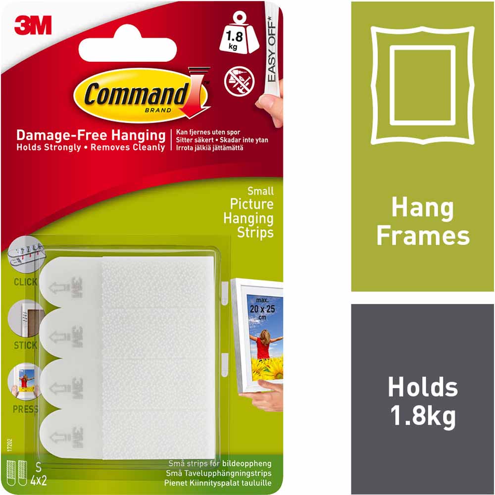 Command Damage Free Small White Picture Hanging Strips 4 pack Image 1