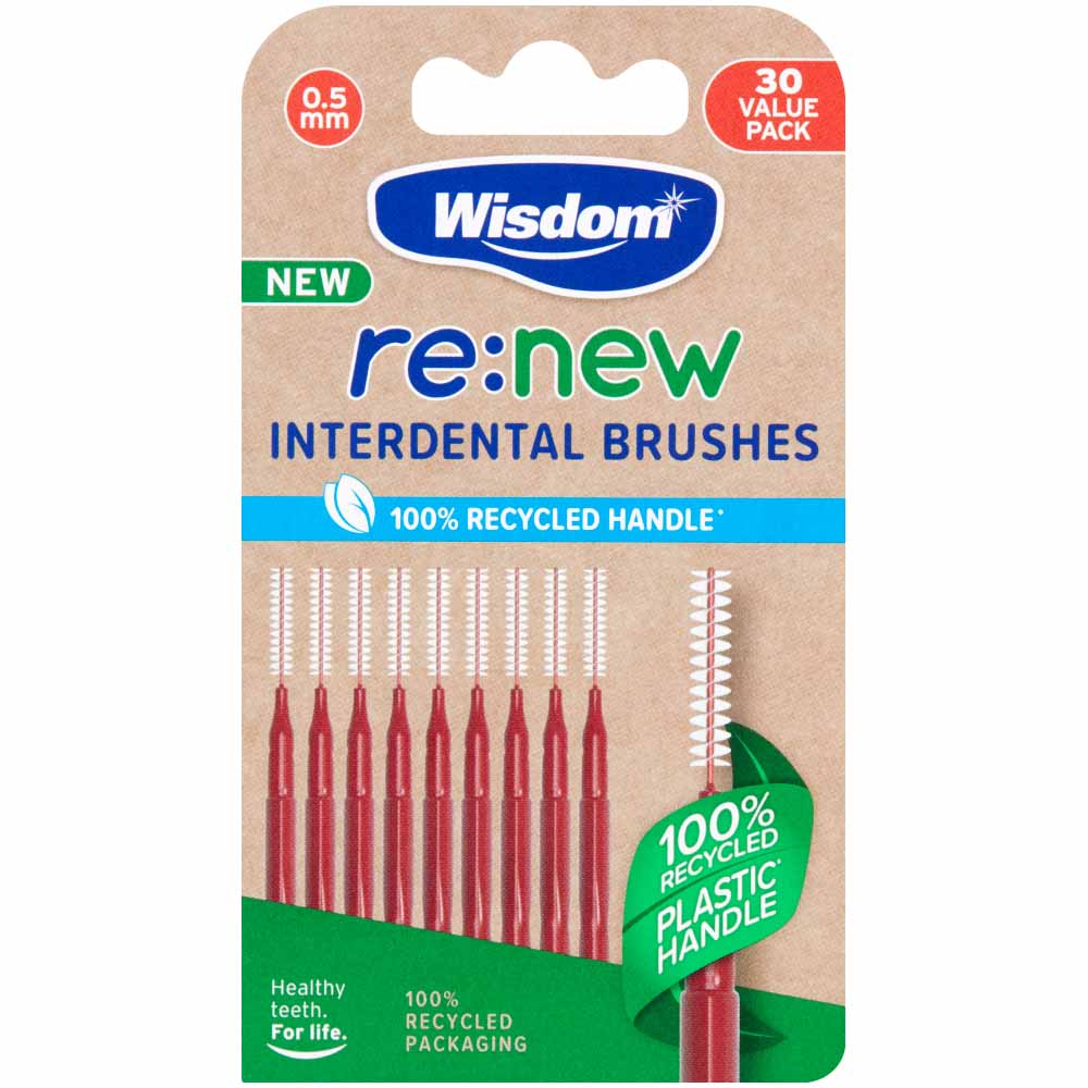 Wisdom Renew Recycled Daily Interdental Brushes 30 Pack Wilko