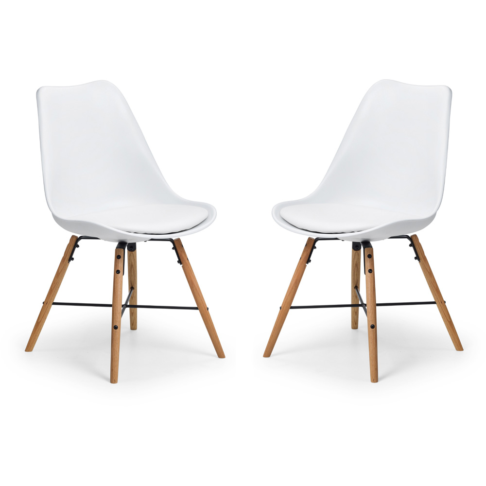 Julian Bowen Kari Set of 2 White and Oak Dining Chair Image 2