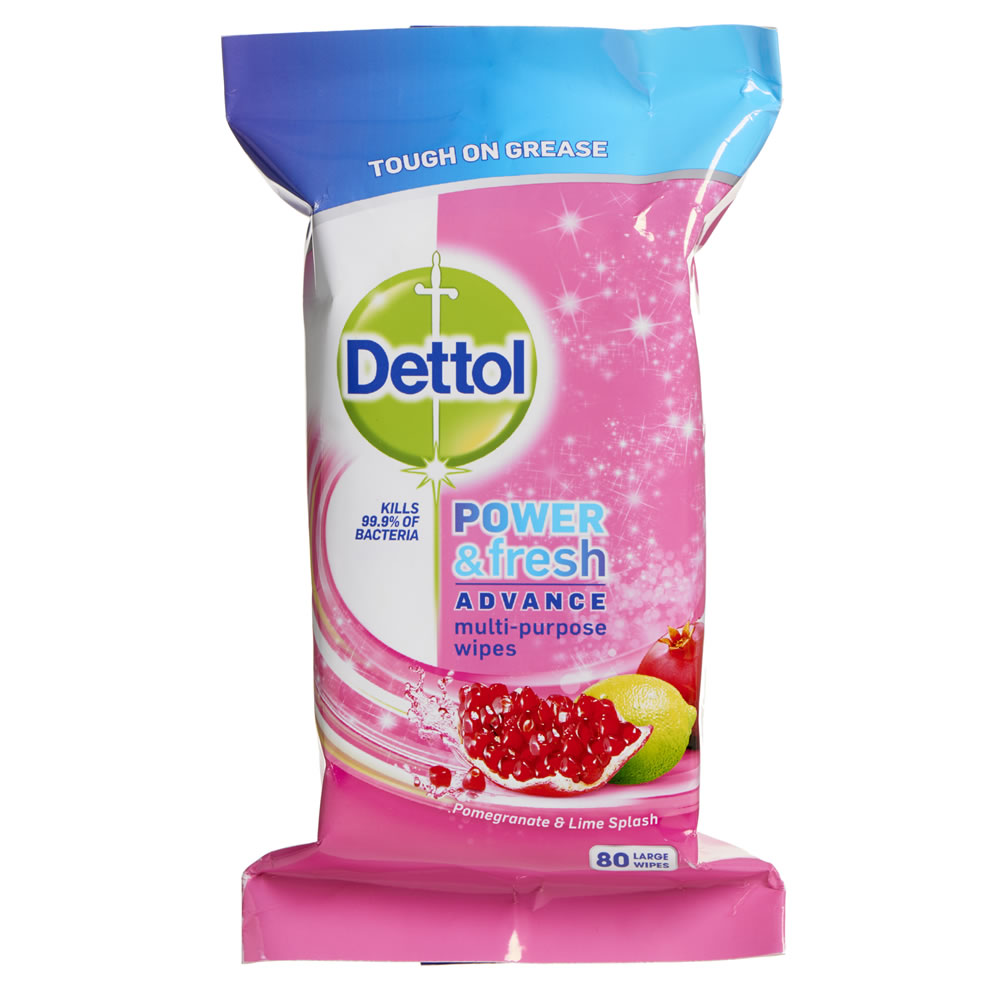 Dettol Power and Fresh Pomegranate and Lime Multi Purpose Wipes 80 pack Image