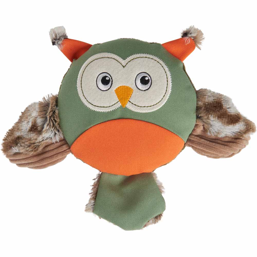 Wilko Canvas Faux Fur Owl Dog Toy Image 1