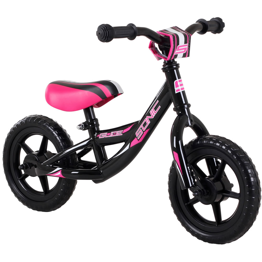 Sonic Glide Kids 10" Black/Pink Balance Bike Image 2