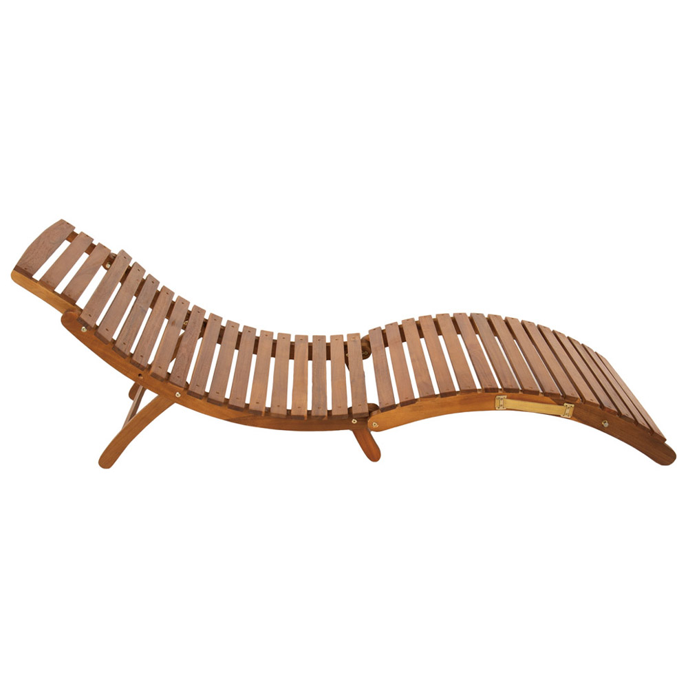 Charles Bentley FSC Acacia Folding Curved Sun Lounger Image 3